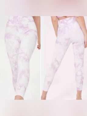 Aerie Offline Tie Dye Marble Print Seamless Leggings Purple White Size Med NWOT